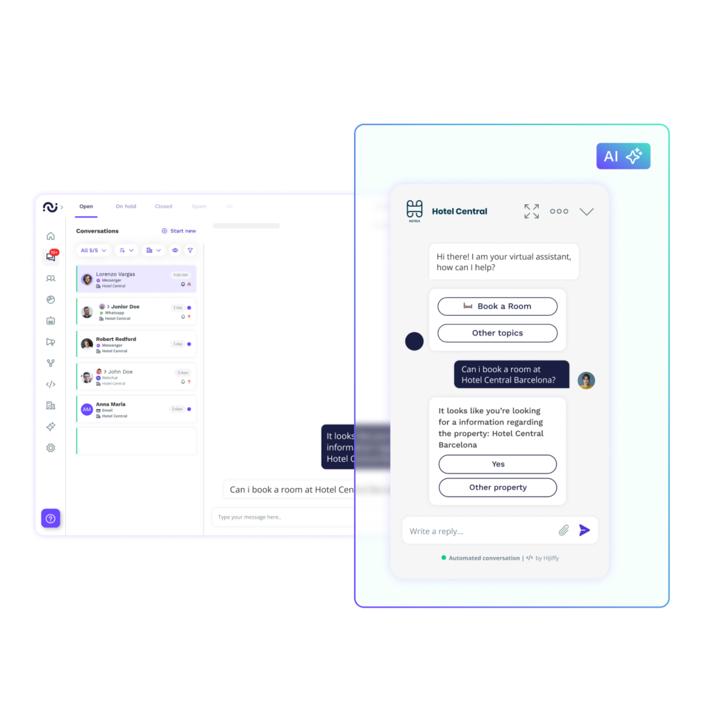 Revenue managers this one is about centralised communication showing that all the chats flow into one console. X persona - front office - de